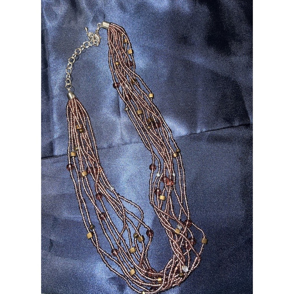 Purple Beaded Multi Layered Necklace 10"